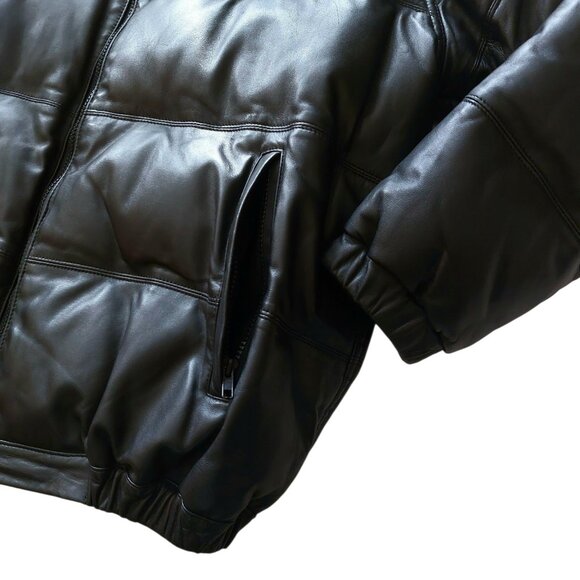 (SOLD) Vintage Choko Motorsports Genuine Leather Down Filled Puffer Jacket - Picture 3 of 8
